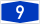 Blauw rechthoekig verkeersbord met een wit nummer 9 dat een snelweg- of routenummer aangeeft voor navigatie en reizen.