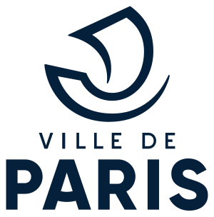 Officieel Logo van Ville de Paris met Gestileerde Boot Officieel logo van Ville de Paris met een gestileerd bootsymbool en gedurfde tekst die de stad Parijs, Frankrijk vertegenwoordigt.