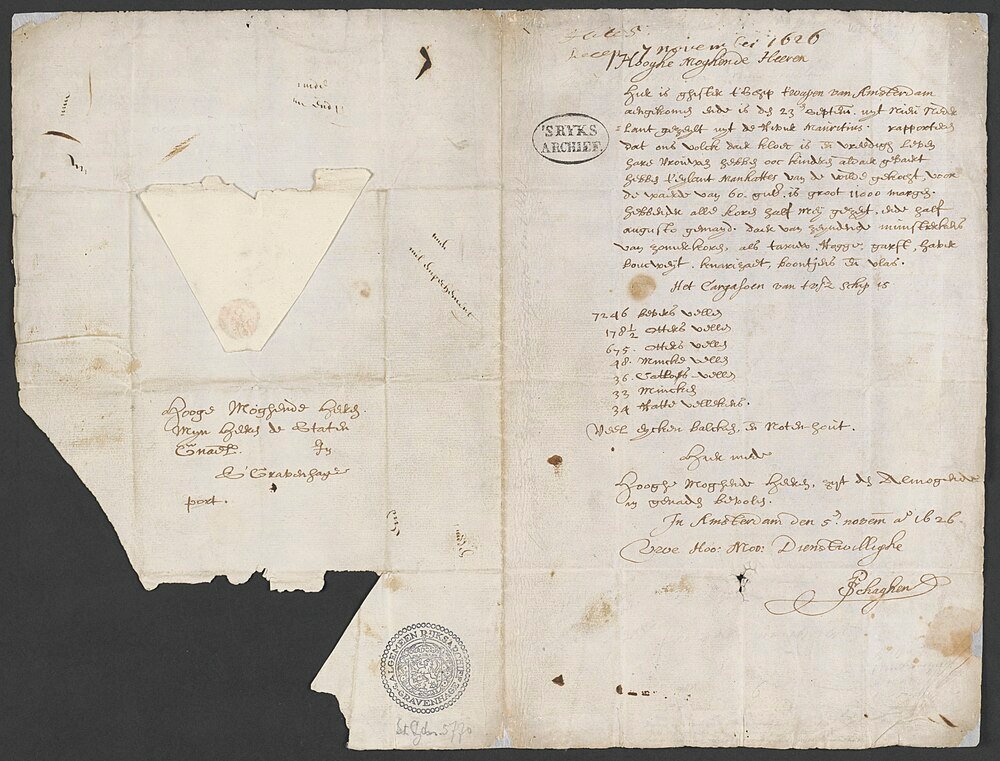 1626 Nederlandse handgeschreven historische brief met stempels Historische handgeschreven brief uit 1626 met Nederlandse tekst, officiële stempels en handtekeningen op verouderd papier.