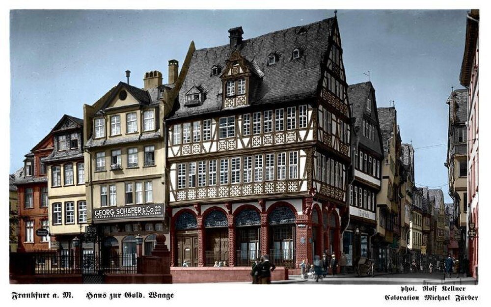 Historische vakwerkhuizen in Frankfurt am Main Historische vakwerkhuizen in Frankfurt am Main met traditionele Duitse architectuur en straatbeeld