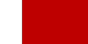 Vlag van Malta met twee verticale banen van wit en rood en een George Cross in de bovenste hijshoek