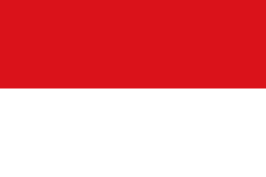 Vlag van Indonesië met rode en witte horizontale banen Vlag van Indonesië met twee horizontale banen van rood en wit, die moed en zuiverheid symboliseren in Zuidoost-Azië.