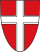 Rood schild met wit kruis embleem Rood schild met een wit kruis embleem dat bescherming en kracht symboliseert in heraldisch ontwerp
