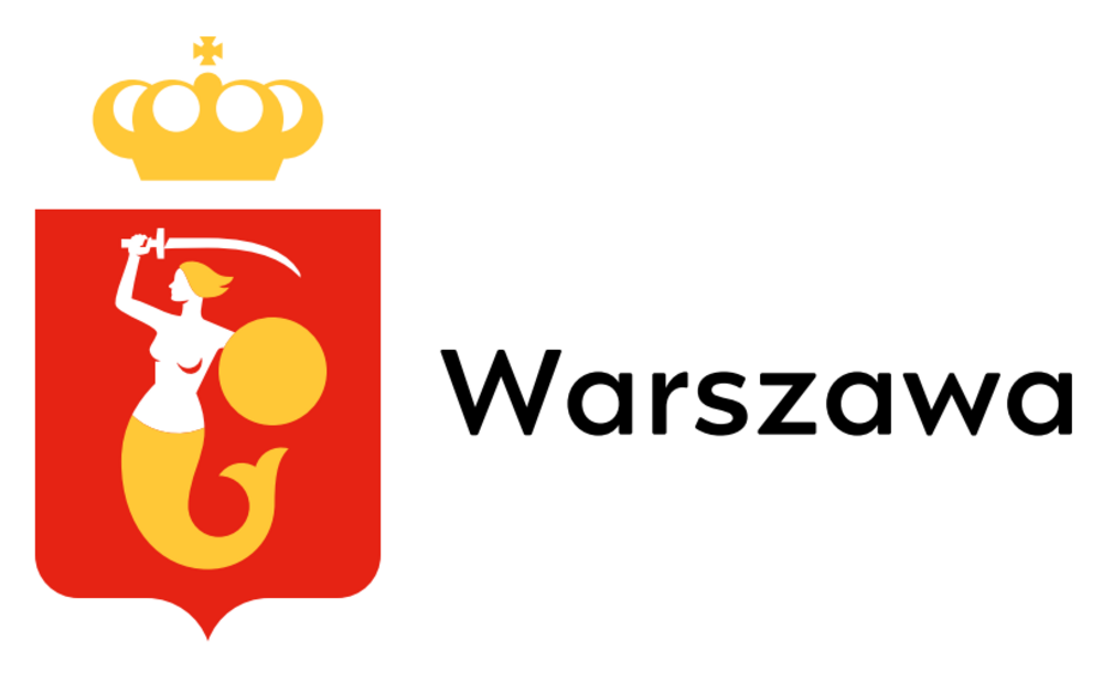 Wapen van Warschau met Zeemeermin Symbool Wapen van Warschau met een zeemeermin met een zwaard en schild, symboliserend de stad Warszawa in Polen