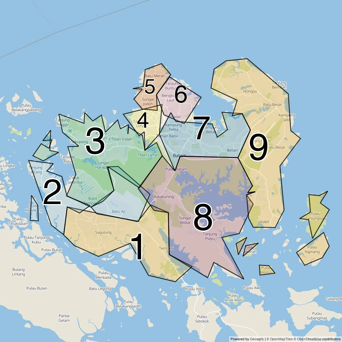 Batam onderdistricten
