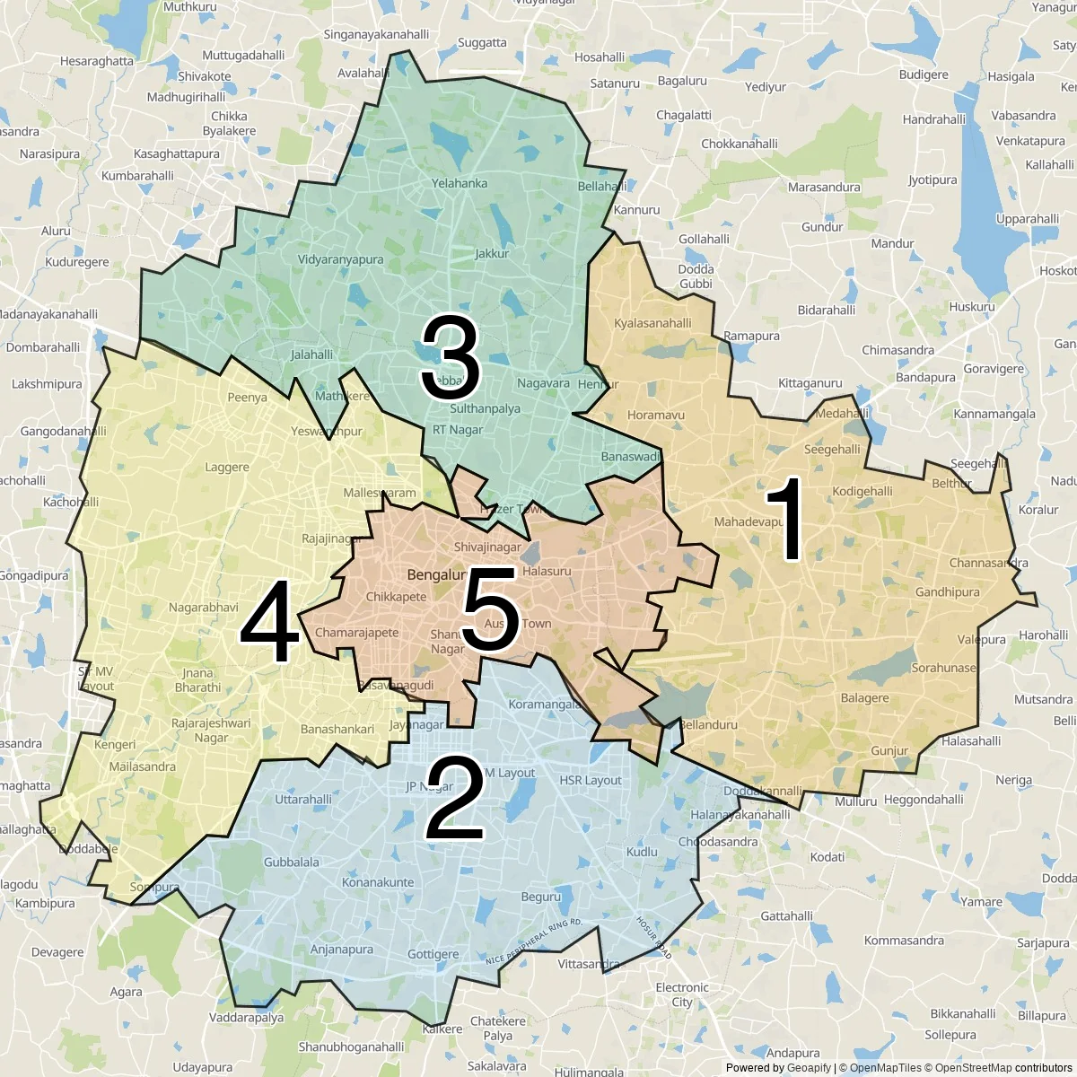 Bangalore gemeentelijke zones