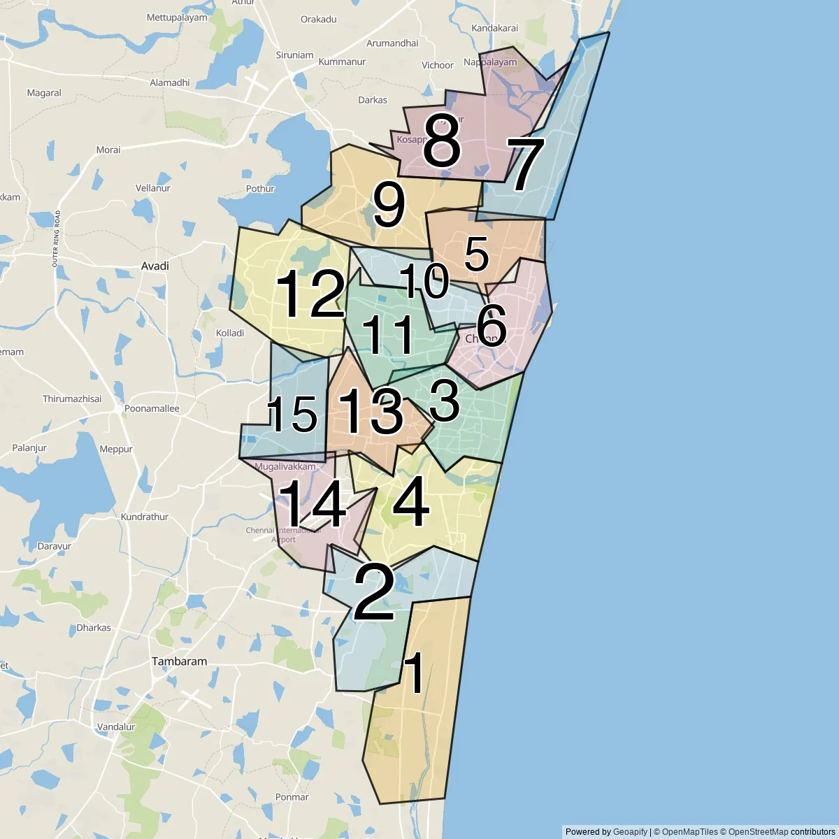 Chennai gemeentelijke zones
