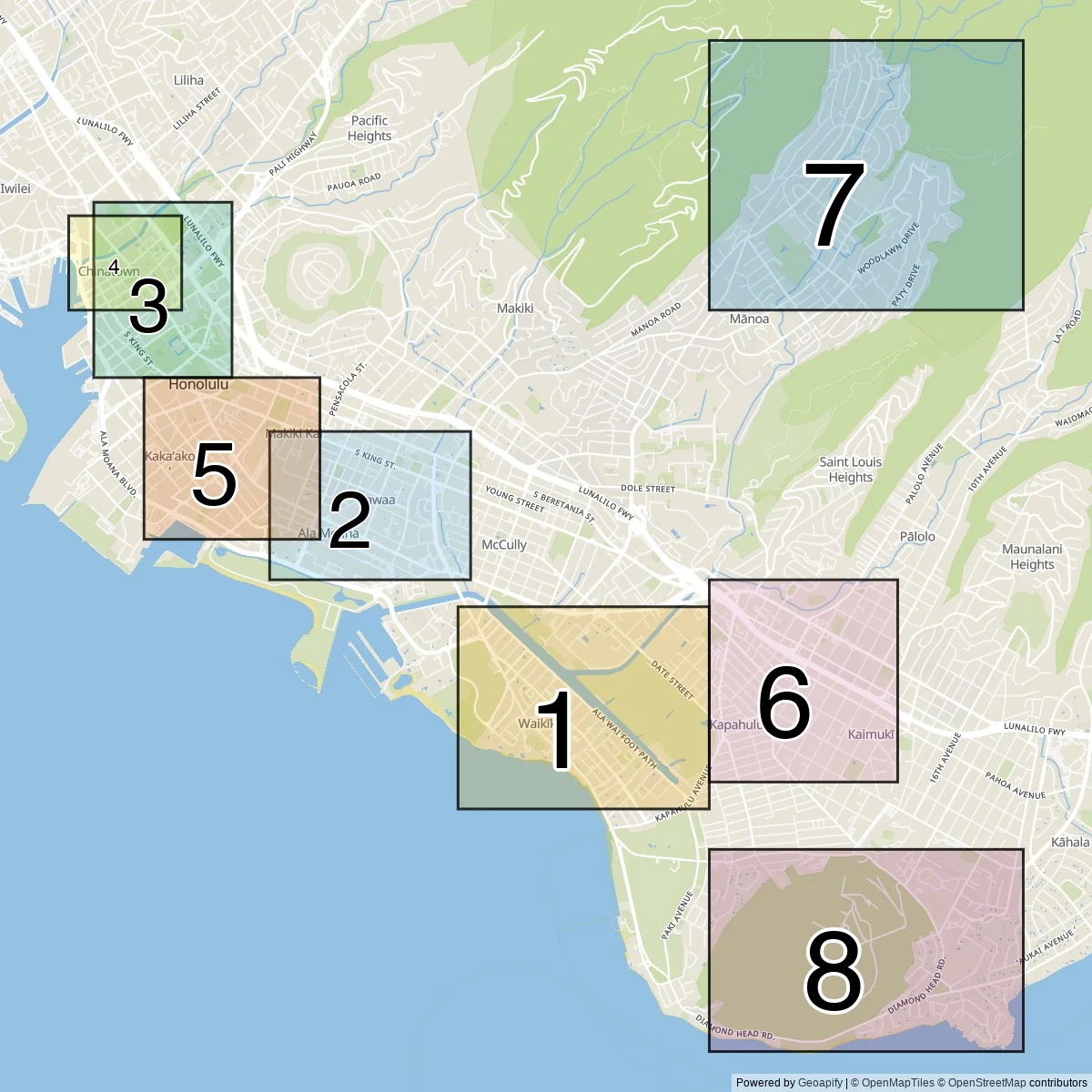 Honolulu buurten