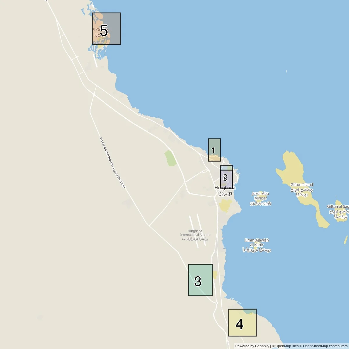 Hurghada toeristische gebieden